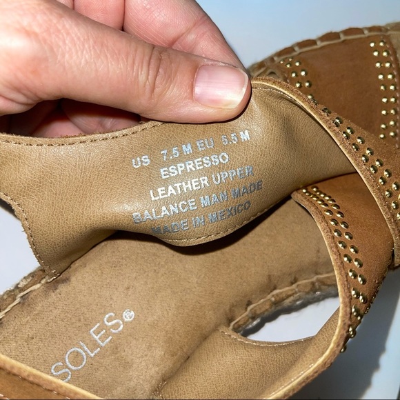 Aerosoles Brown Studded Leather Strappy Espadrille 7.5 - Picture 13 of 14